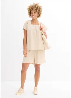 Short taille élastiquée en seersucker coton, bonprix