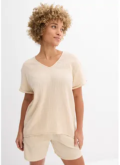Tunique à manches courtes en gaze de coton, bonprix