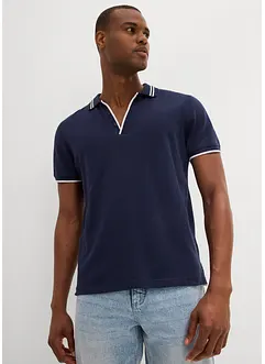 Polo col V en maille piquée, bonprix