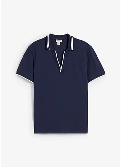 Polo col V en maille piquée, bonprix