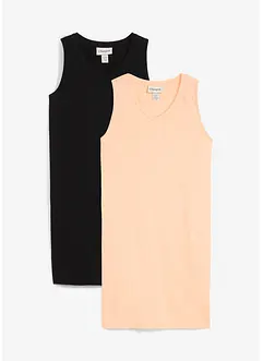 Lot de 2 débardeurs longs 100% coton, bonprix