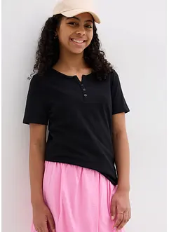 T-shirt col tunisien, 100% coton, bonprix