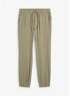 Pantalon jogger Regular en gaze de coton, Tapered, bonprix