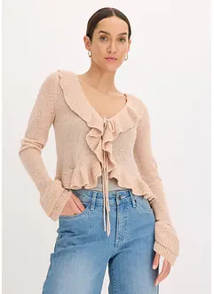 Gilet en maille volanté, bonprix