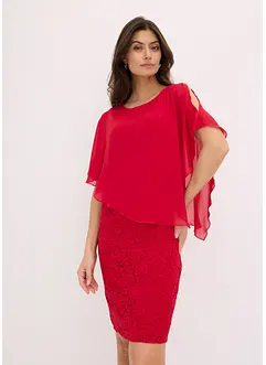 Robe en dentelle avec haut drapé en crêpe fin, bonprix