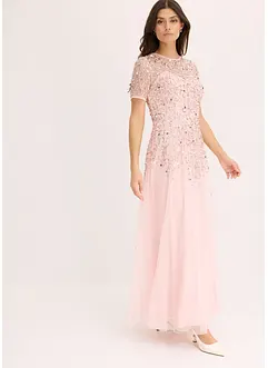 Robe longue en tulle délicat à sequins brodés, bonprix