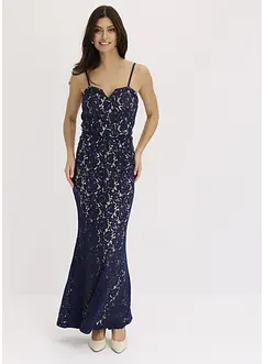 Robe en dentelle avec bretelles et lien satiné, bonprix