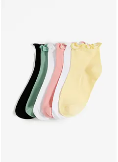Lot de 6 paires de chaussettes basses à bord volanté, bonprix