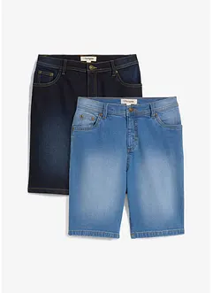 Lot de 2 bermudas en jean stretch, Regular Fit, bonprix