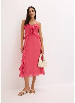 Robe midi en crêpe à volants, bonprix