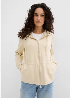 Sweat zippé à capuche avec élastique, bonprix