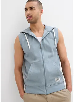 Sweat zippé à capuche sans manches en coton mélangé, bonprix
