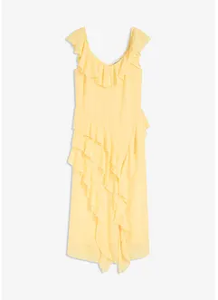 Robe en crêpe avec bretelles et volants, bonprix