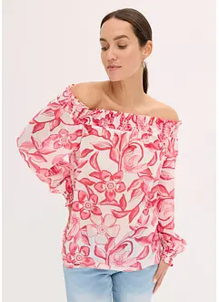 Blouse imprimée encolure bardot, bonprix