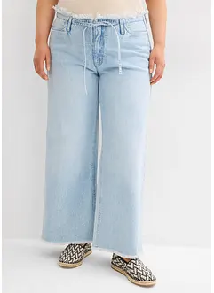 Jean large taille mi-haute effilochée, Low Stretch, bonprix