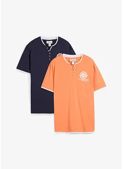 Lot de 2 t-shirts col tunisien 100 % coton, bonprix