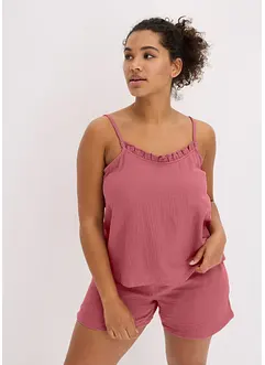 Pyjashort en gaze de coton avec top à fines bretelles, bonprix