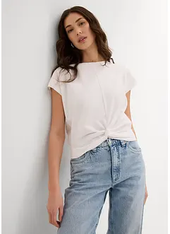 T-shirt court à effet noué, bonprix