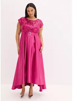 Robe longue en satin et dentelle, bonprix