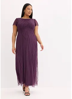 Robe longue en tulle avec perles brodées, bonprix