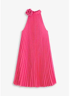 Robe plissée en crêpe avec une fleur appliquée, bonprix