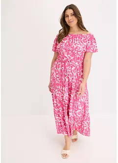 Robe midi col Bardot en viscose extensible, bonprix