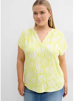 T-shirt col tunisien en viscose mélangée, bonprix