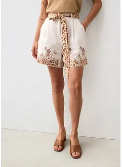 Short 100% lin à imprimé floral, bonprix