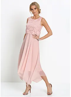 Robe premium en crêpe avec dentelle, bonprix