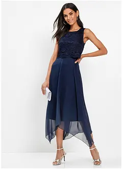 Robe premium en crêpe avec dentelle, bonprix
