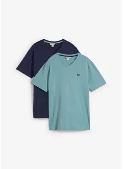 Lot de 2 T-shirts col V 100% coton, bonprix