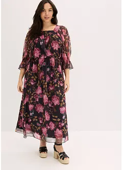 Robe longue en crêpe, bonprix
