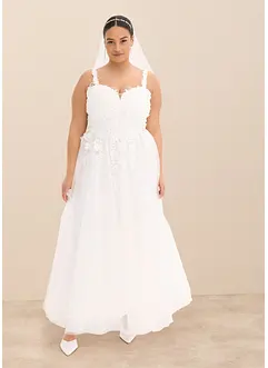Robe de mariée en tulle délicat et dentelle, bonprix