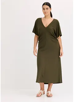 Robe en jersey côtelé, froncée sur le côté, bonprix