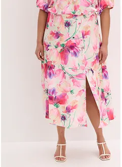 Jupe longue en satin à boutons décoratifs, bonprix