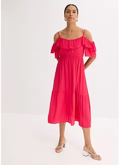 Robe à volants en viscose texturée, bonprix