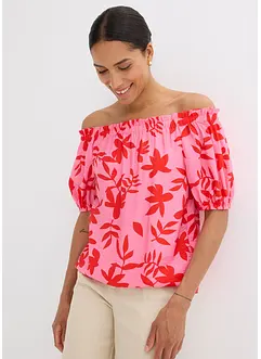 Blouse col Bardot imprimée en viscose mélangée, bonprix