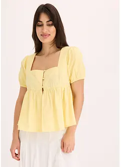 Blouse à manches bouffantes et encolure boutonnée, bonprix