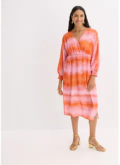 Robe midi en satin avec imprimé batik, bonprix