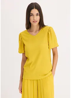 T-shirt en crêpe texturé à manches papillon, bonprix