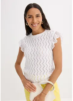 Top en maille aspect crochet avec dentelle, bonprix