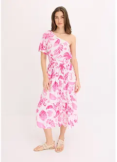 Robe asymétrique imprimée en viscose texturée, bonprix