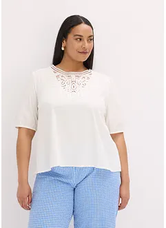 Blouse manches courtes à dentelle, bonprix
