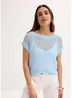 Pull en grosse maille ajourée avec fil brillant, bonprix