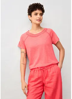 T-shirt 100 % lin avec dentelle, bonprix