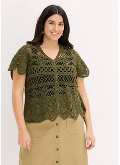 Gilet court en crochet, bonprix