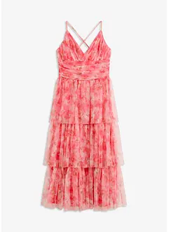 Robe midi en tulle fin à volants, bonprix