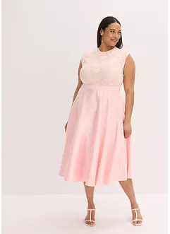 Robe midi en satin brillant avec haut en dentelle, bonprix