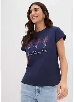 Lot de 2 T-shirts basiques avec imprimé, bonprix