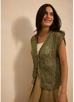 Gilet sans manches en maille ajourée, bonprix